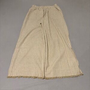 From Palmer Womens Linen Blend Striped Wide Leg Pants Large Beige White Fringe